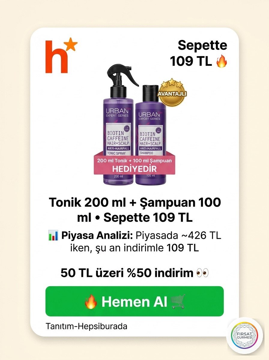 Sepette 109 TL’ye Urban Care Biotin Caffeine
