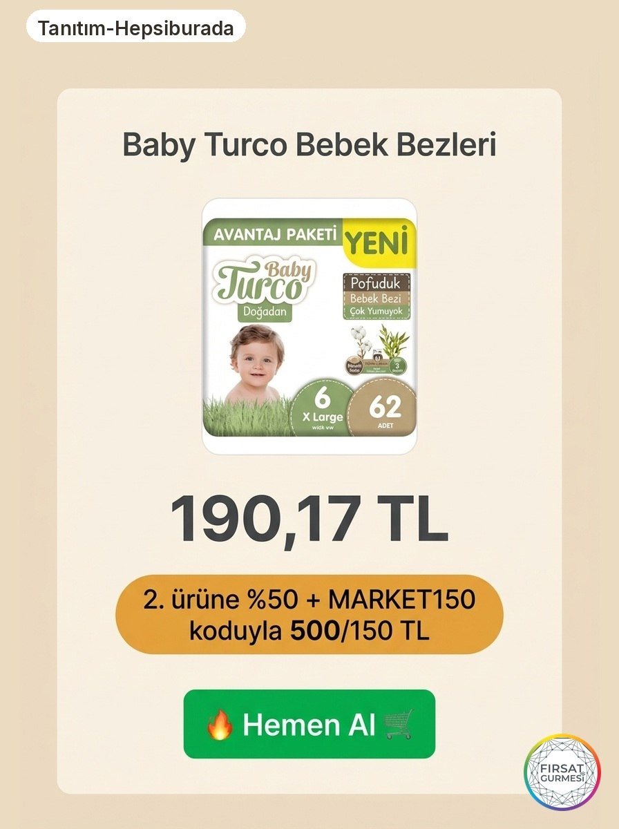 2. ürüne %50 + MARKET150 kuponu Adet