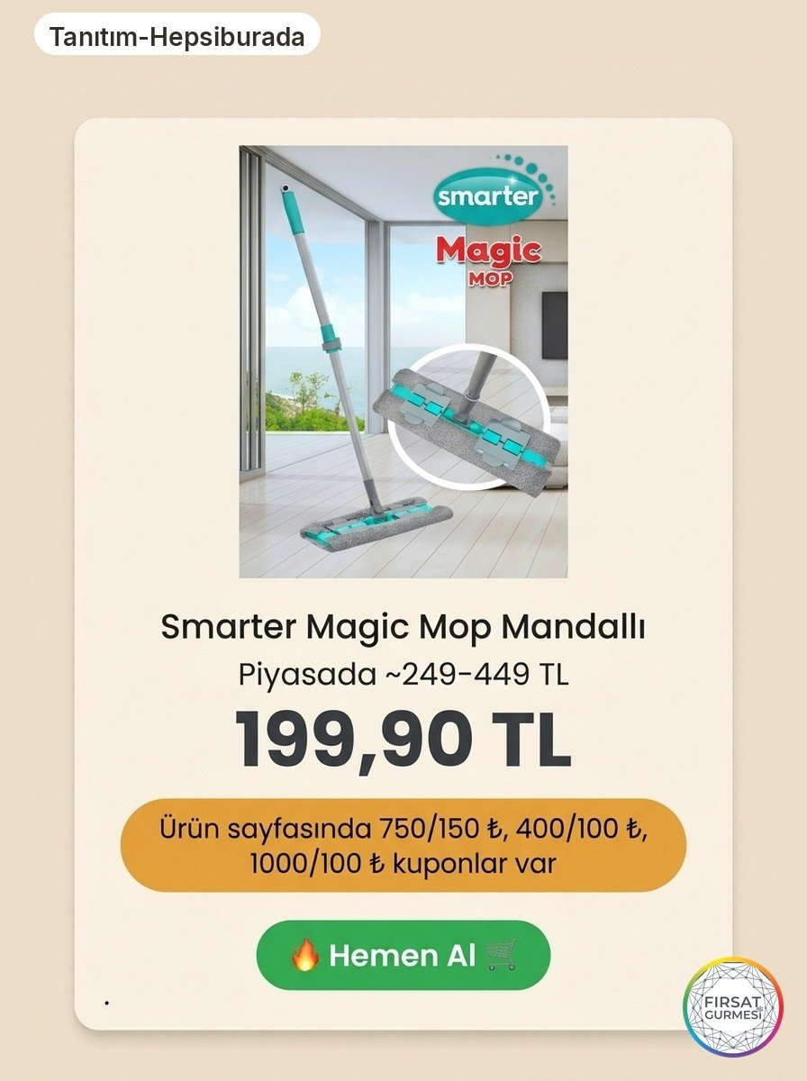 Smarter Magic Mop Mandallı Temizlik Seti