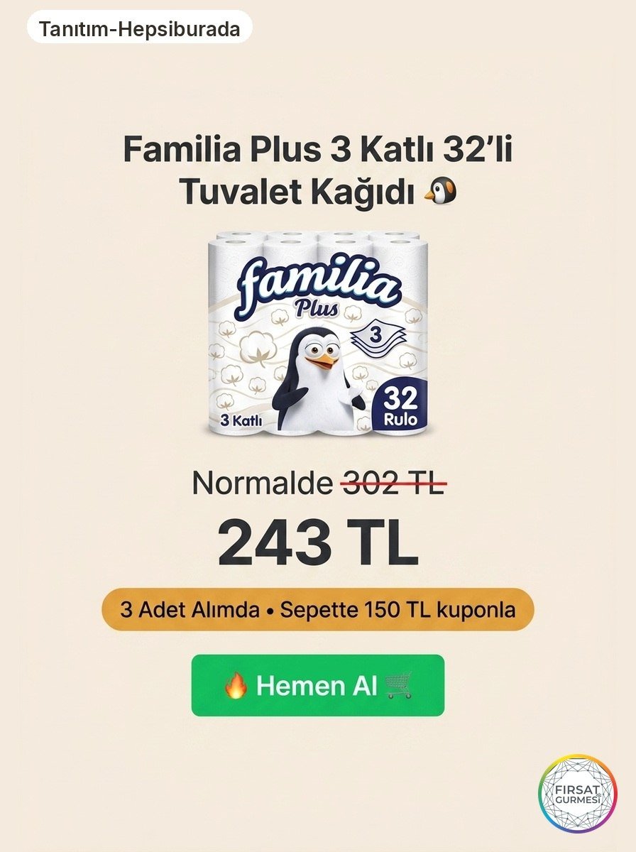 Familia Plus 3 Katlı 32'li Tuvalet Kağıdı 3