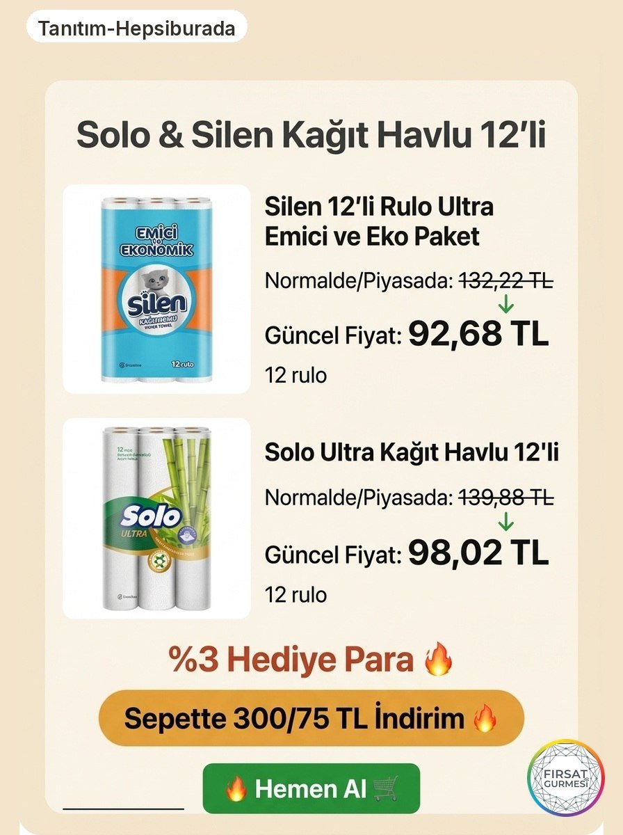 Solo Silen kağıt havlu 12'li paketler