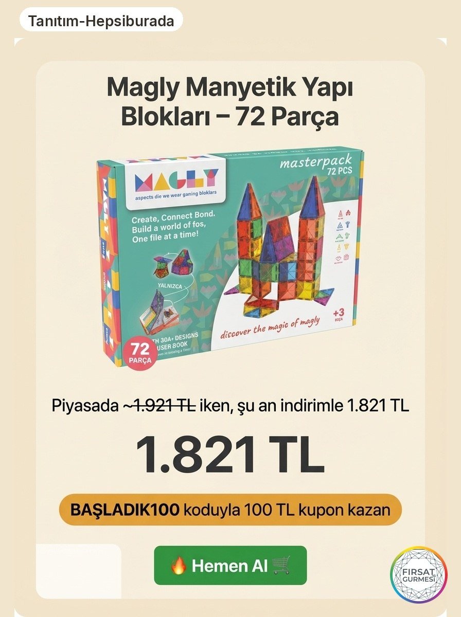 Magly Manyetik Yapı Blokları 72 Parça