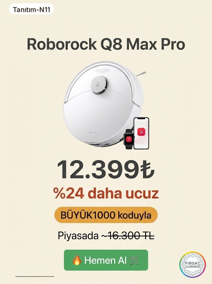 Roborock Q8 Max Pro Akıllı Robot Süpürge