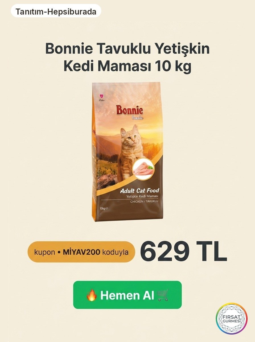 Bonnie Tavuklu Yetişkin Kedi Maması 10 kg