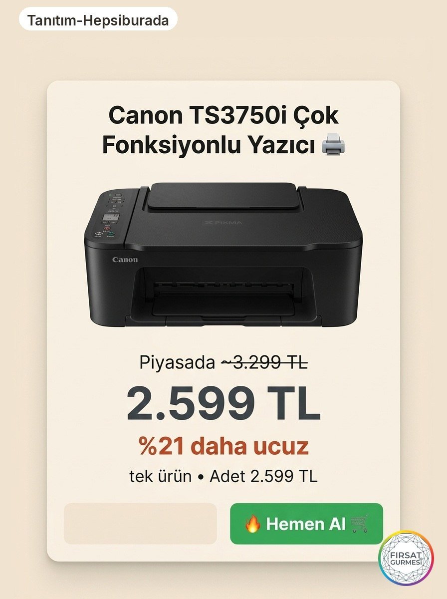 Canon TS3750i Çok Fonksiyonlu Kablosuz Yazıcı