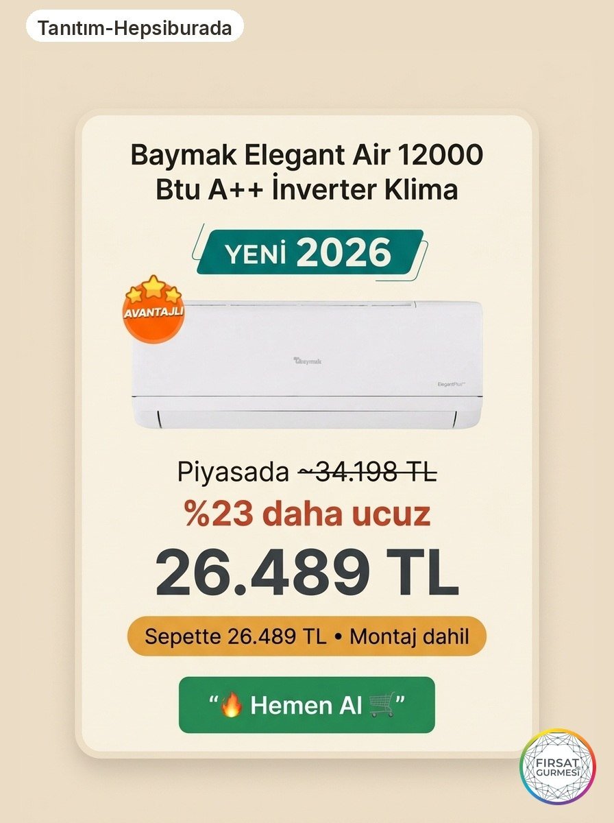 Sepette 26.489 TL Montaj dahil. Piyasada 34.198