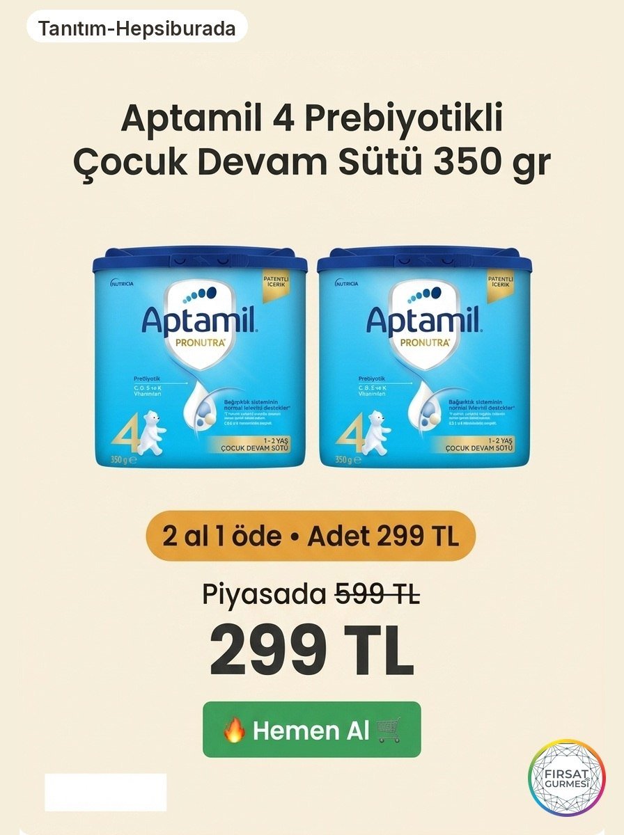 2 Al 1 Öde ile Aptamil 4 Prebiyotikli