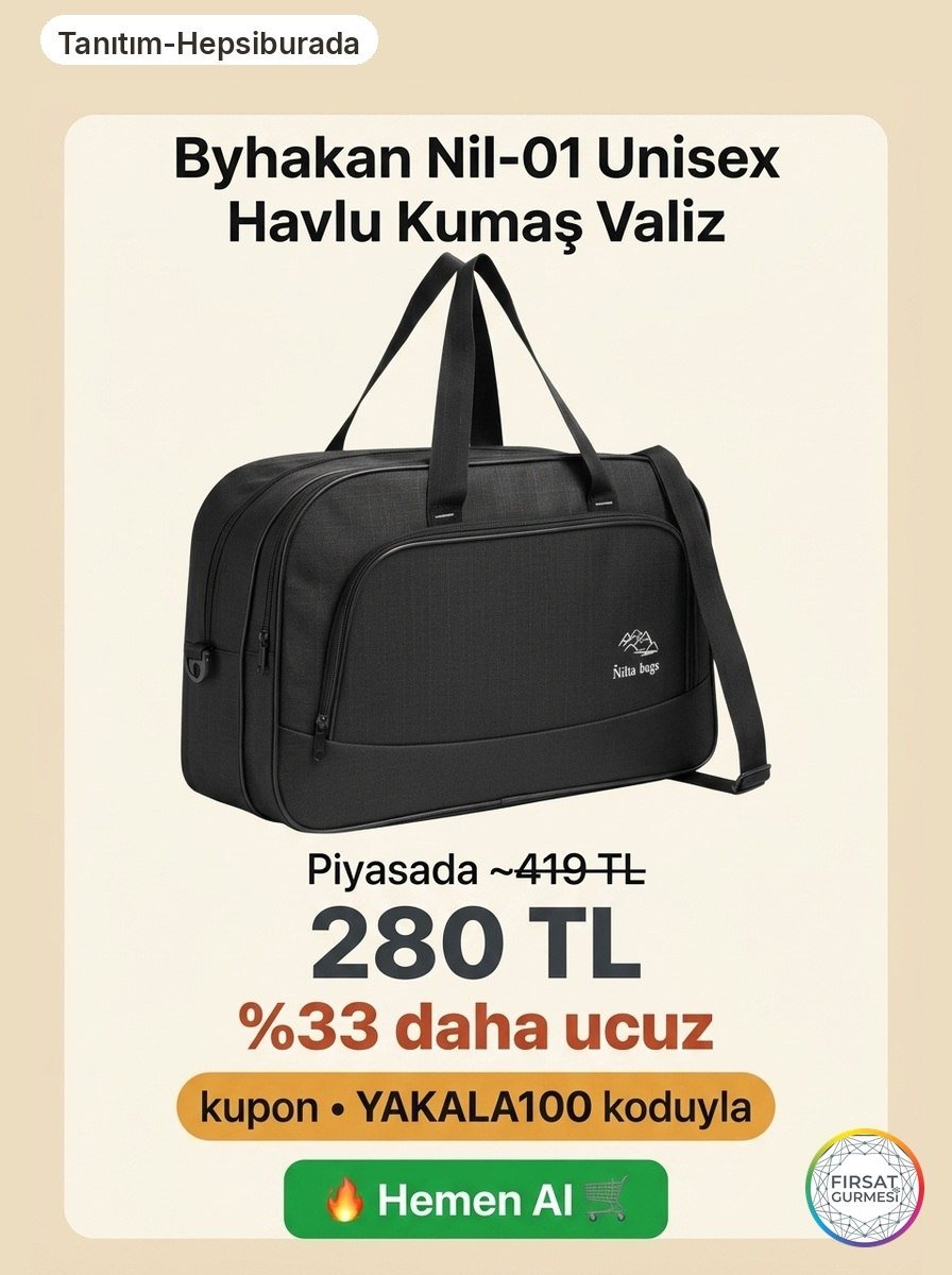 Byhakan Nil-01 Unisex Havlu Kumaş Hostes Valiz