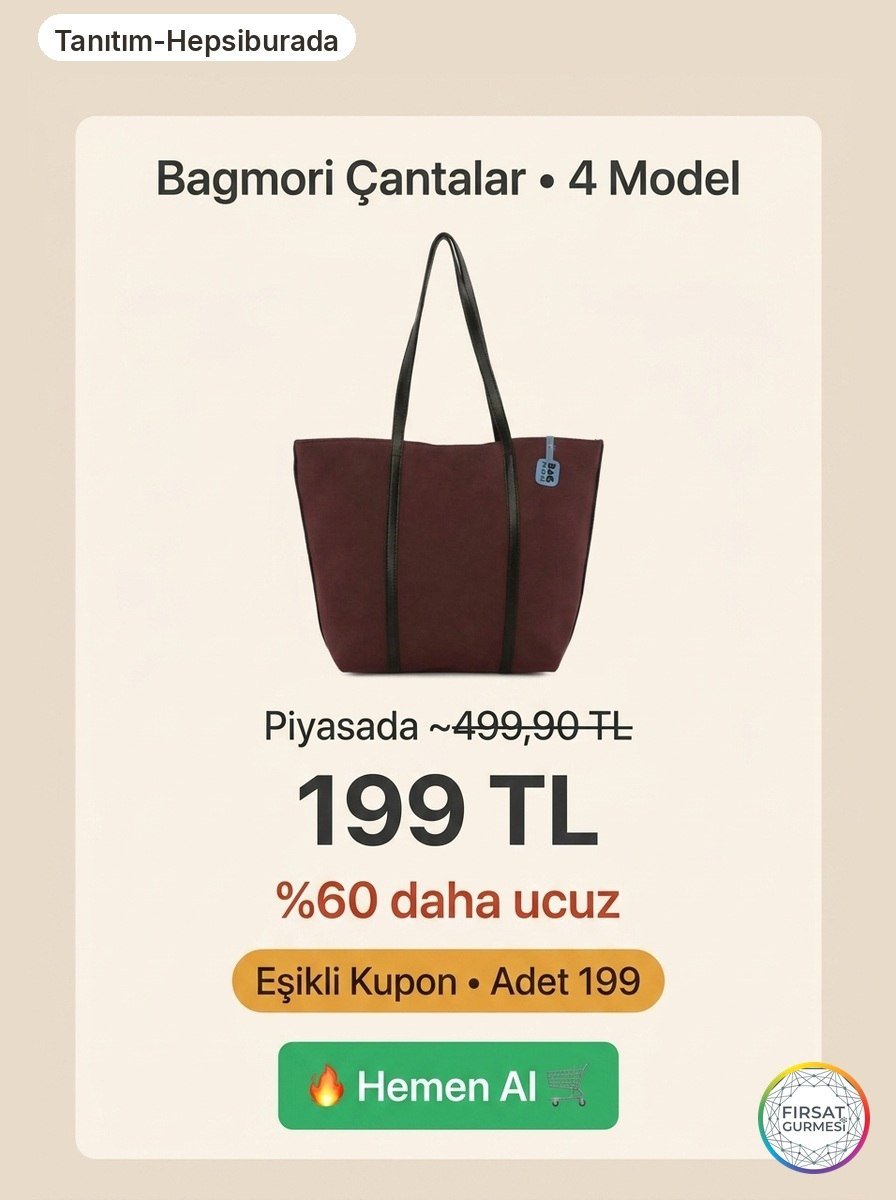 Bagmori çantaları 199 200'ye 100 kuponu var