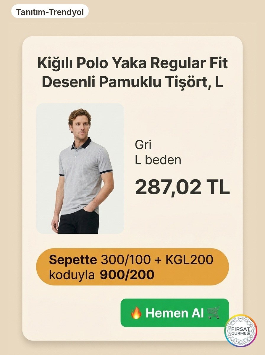 Kiğılı Polo Yaka Pamuklu Tişört (Sepette 300/100