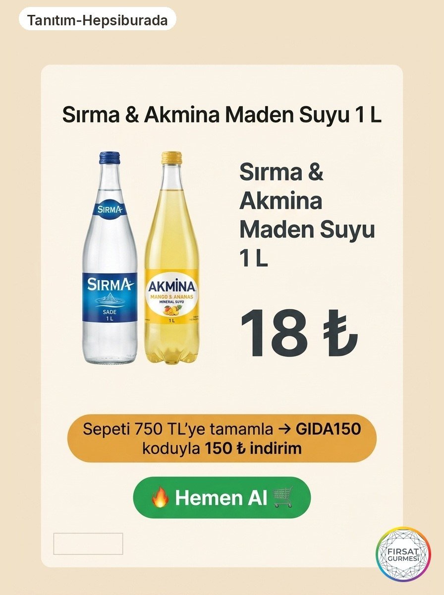 Sırma Akmina Maden Suyu: Adet 18 750/150 kupon