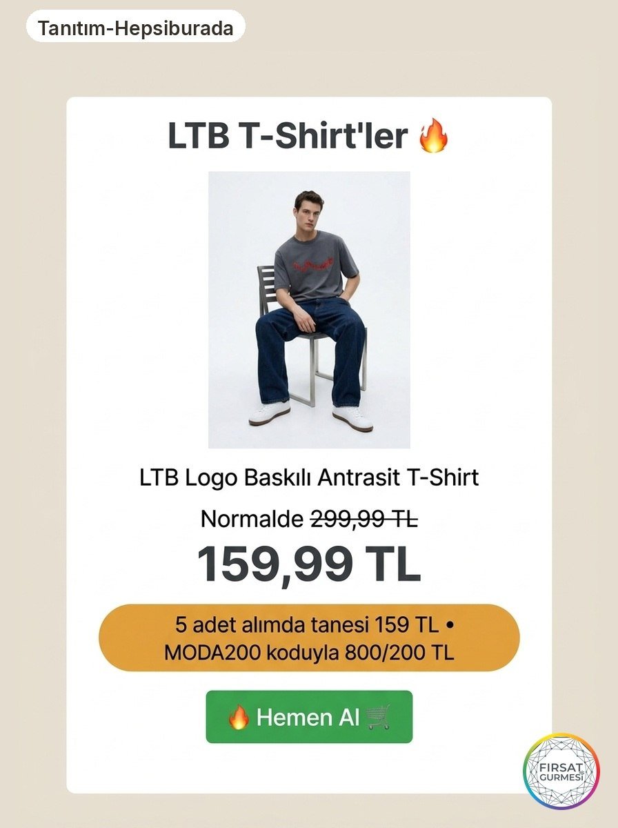5 Alımda Adet 159 TL LTB T-Shirt'lerde
