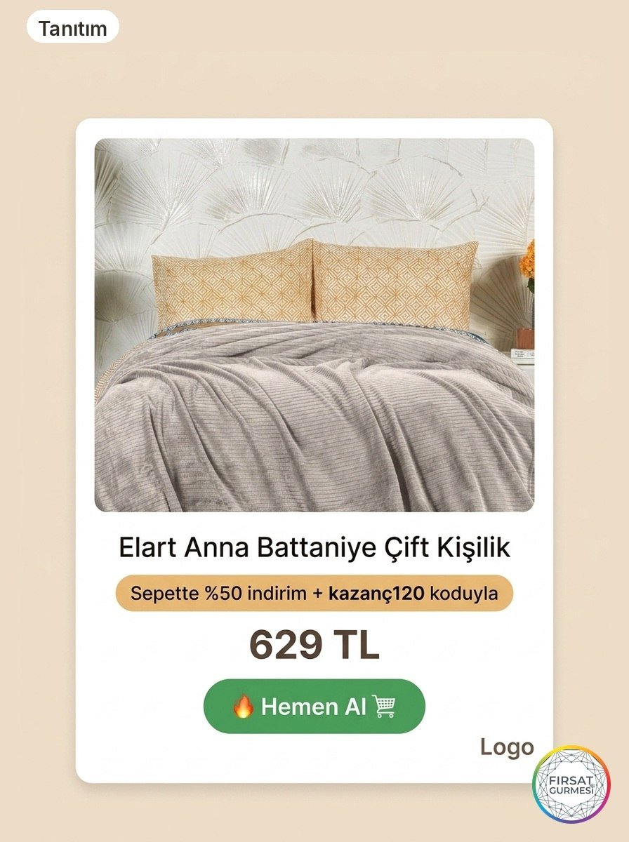 Elart Anna Battaniye Çift Kişilik Wellsoft 180x220 cm