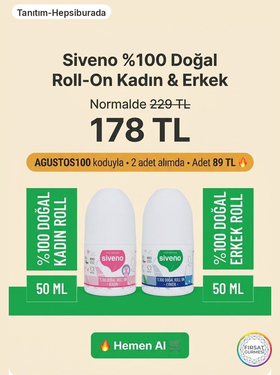 Siveno: %100 doğal roll-on, kadın erkek