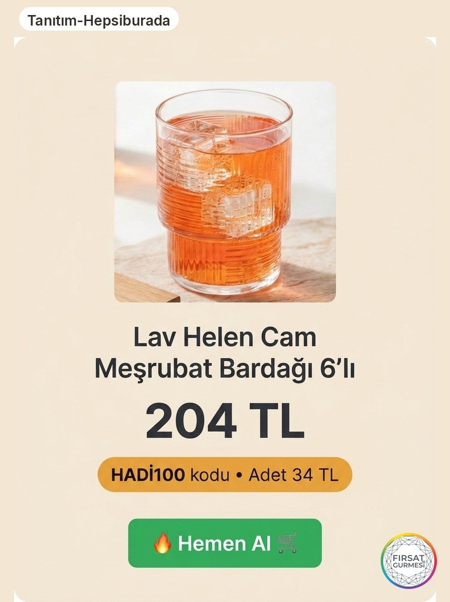 Lav Helen Cam Meşrubat Bardağı 6'lı