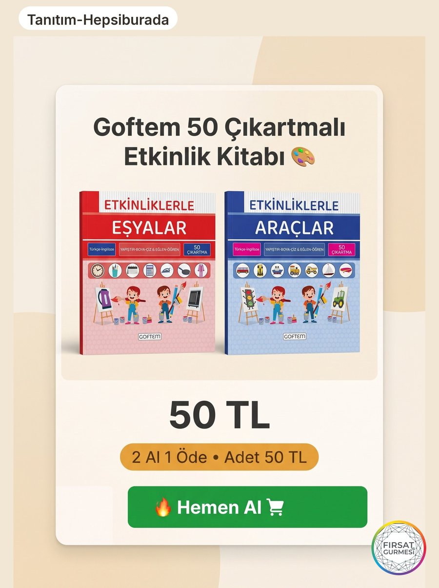 50 Çıkartmalı Etkinlik Kitabı 2 al 1 öde