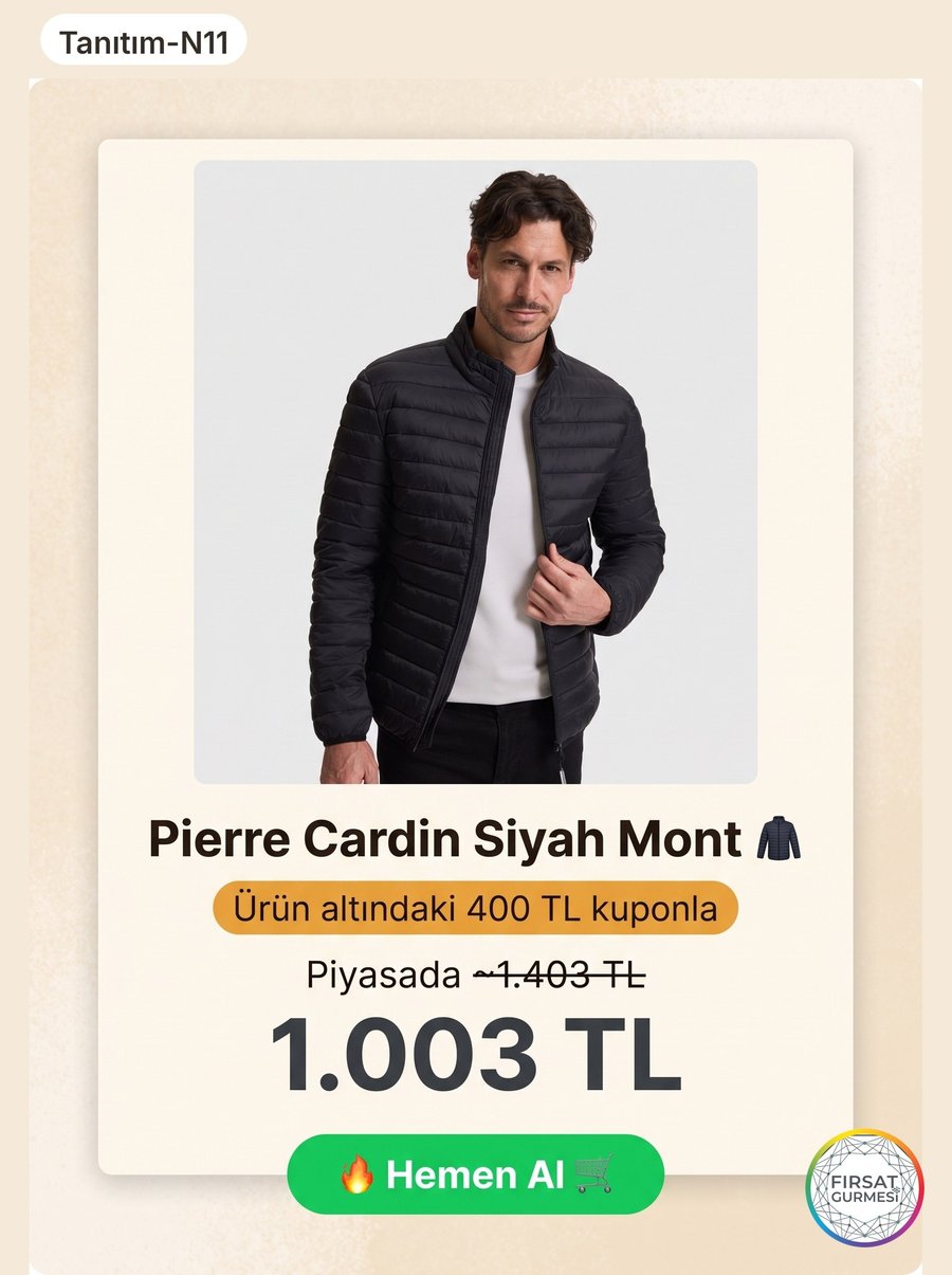 Pierre Cardin Siyah Mont