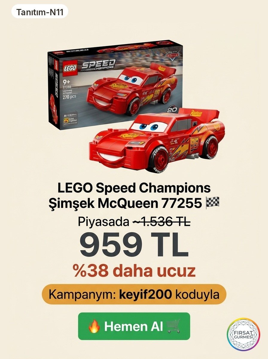 LEGO Speed Champions Şimşek McQueen 77255 Kodla