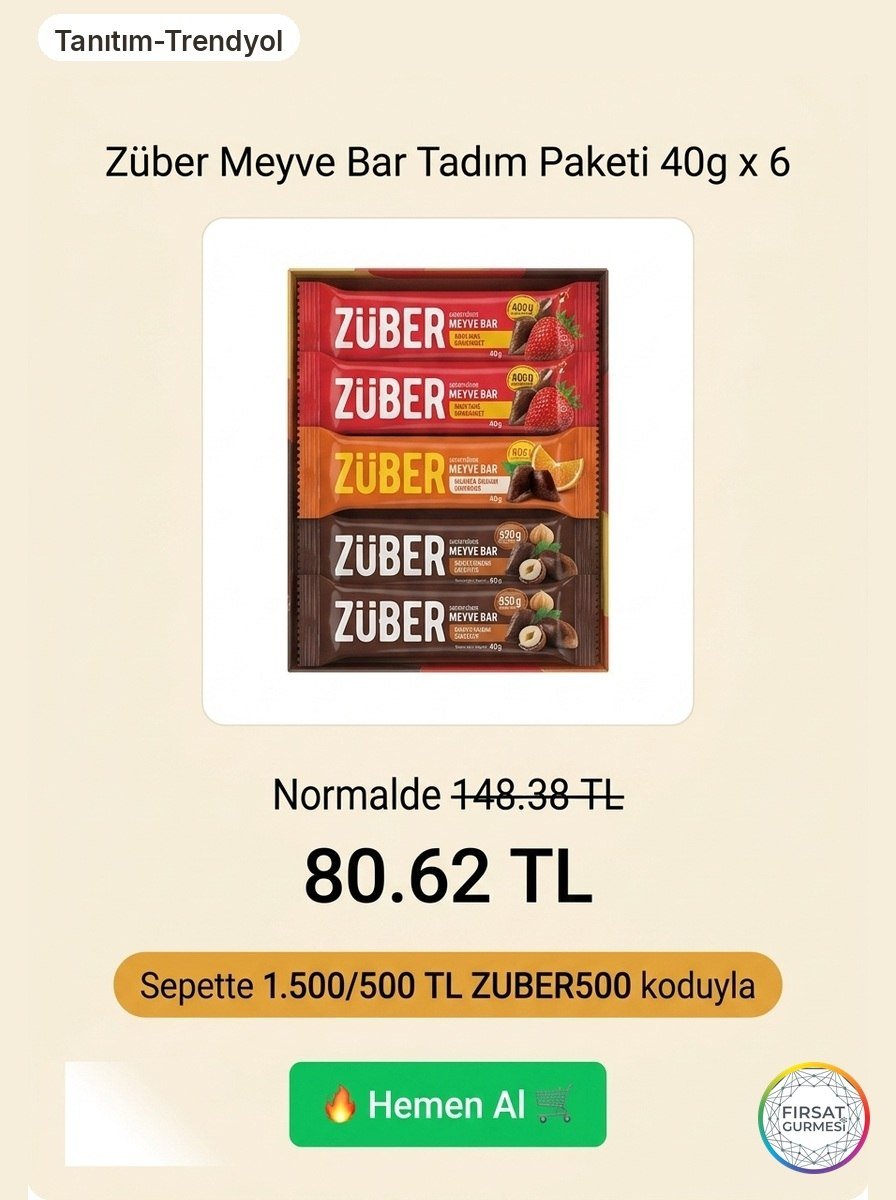 Züber Meyve Bar Tadım Paketi 40g x 6