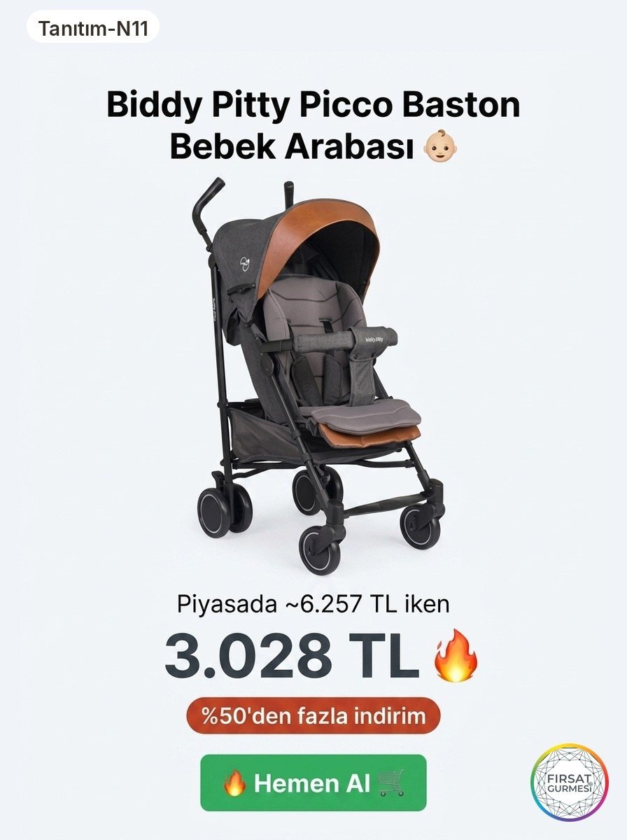 Biddy Pitty Picco Alüminyum Baston Bebek Arabası