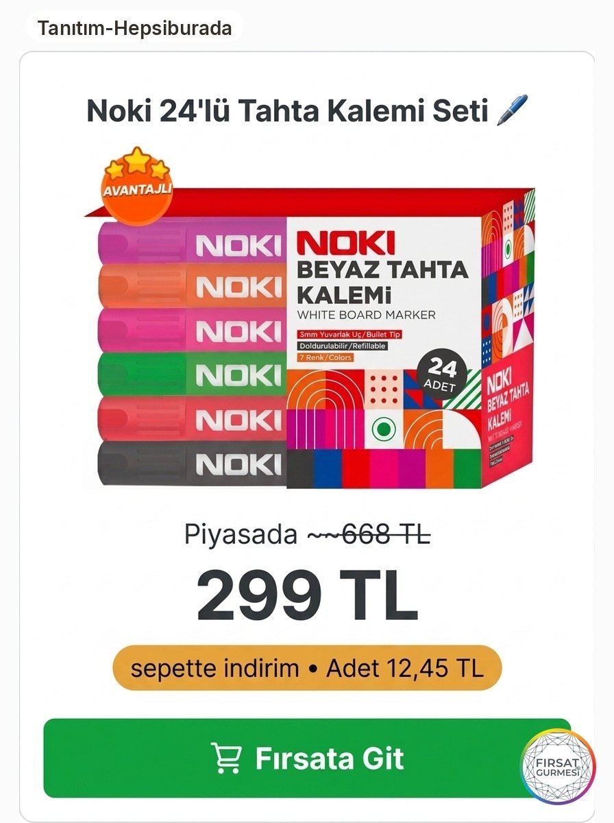 Noki 24'lü beyaz tahta kalemi setinde harika bir