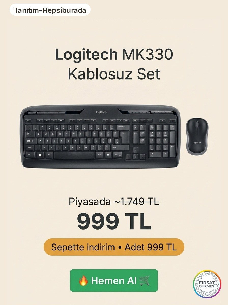 Logitech MK330 Kablosuz Klavye Mouse Seti, piyasa