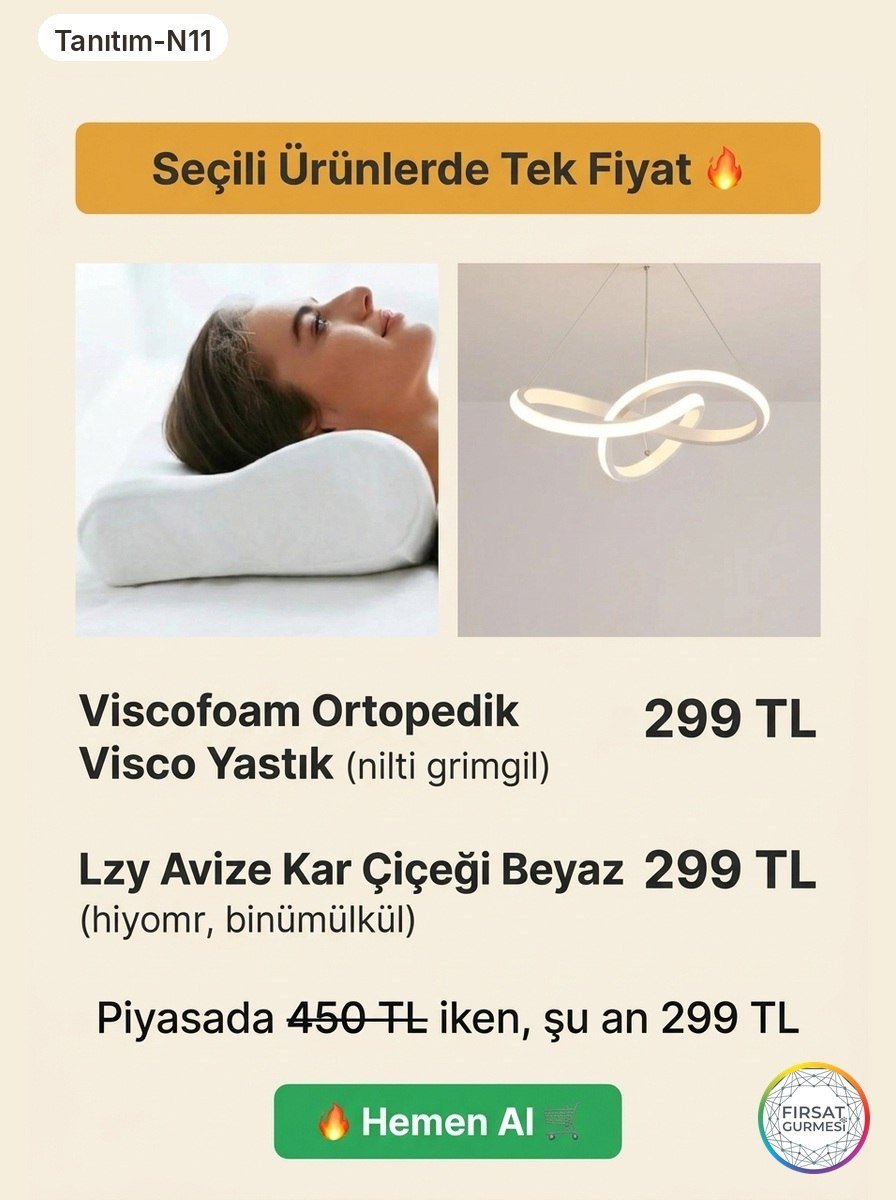 Visco yastıktan modern avizeye kadar seçili ürünler