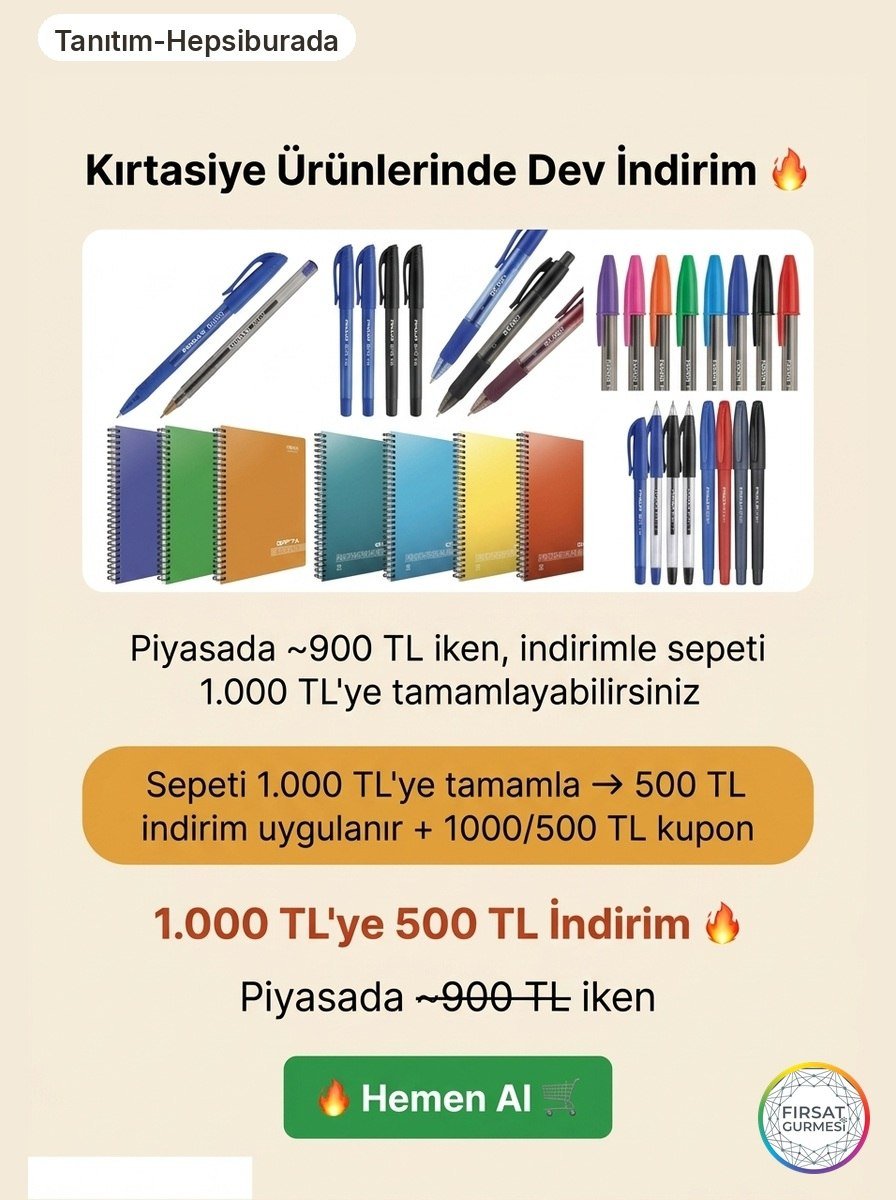 Hepsiburada'da 1.000 TL ve üzeri sepetlerinize özel