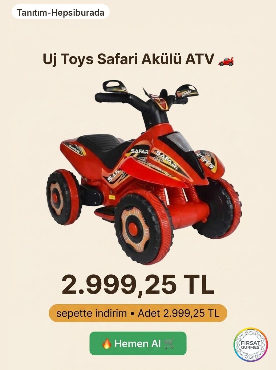 Çocukların favorisi olacak Uj Toys Safari Akülü ATV