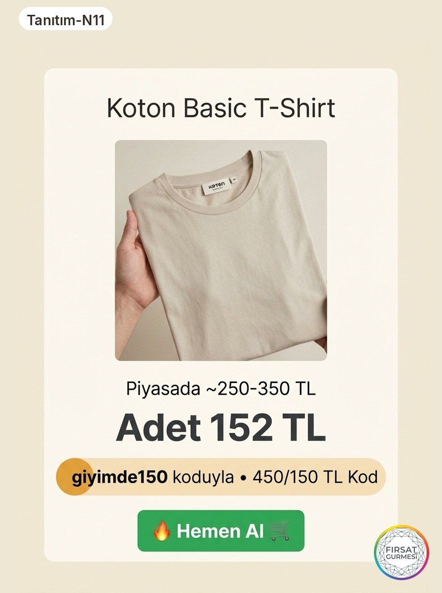 Koton’un en sevilen basic t-shirtleri için harika bir