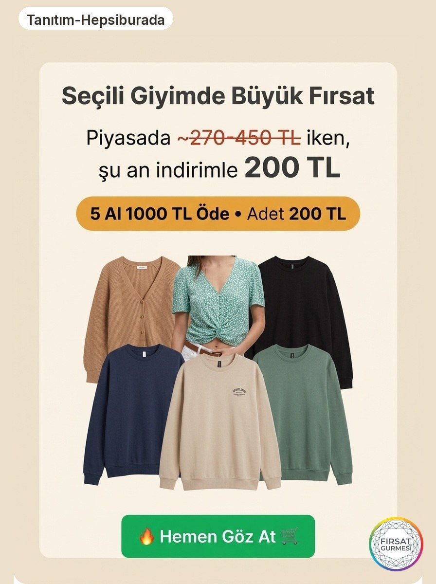Seçili ürünlerde 5 adet seçtiğinizde toplam
