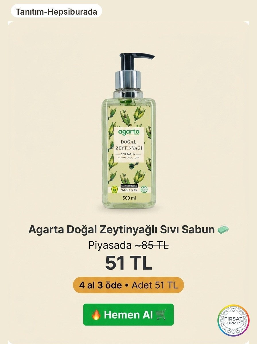 Agarta Doğal Zeytinyağlı Sıvı Sabun'da harika bir stok
