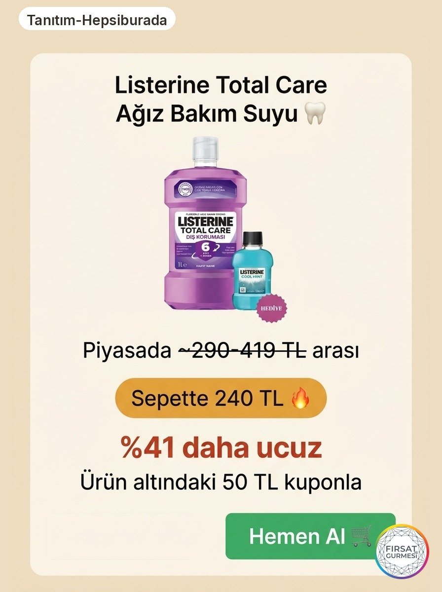 Listerine Total Care 1000 ml ağız bakım suyu