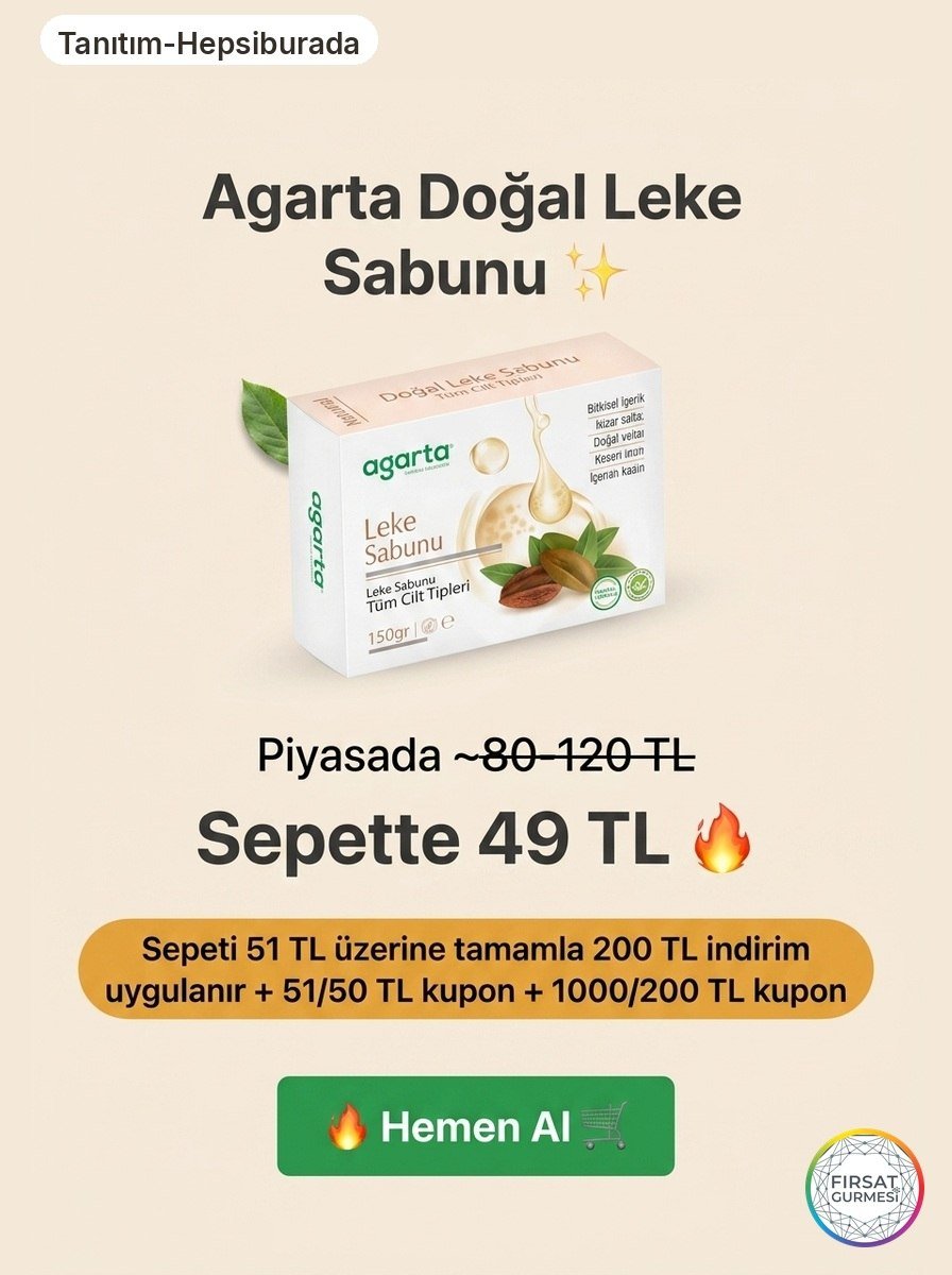 Doğal içerikli Agarta leke sabunu için harika bir