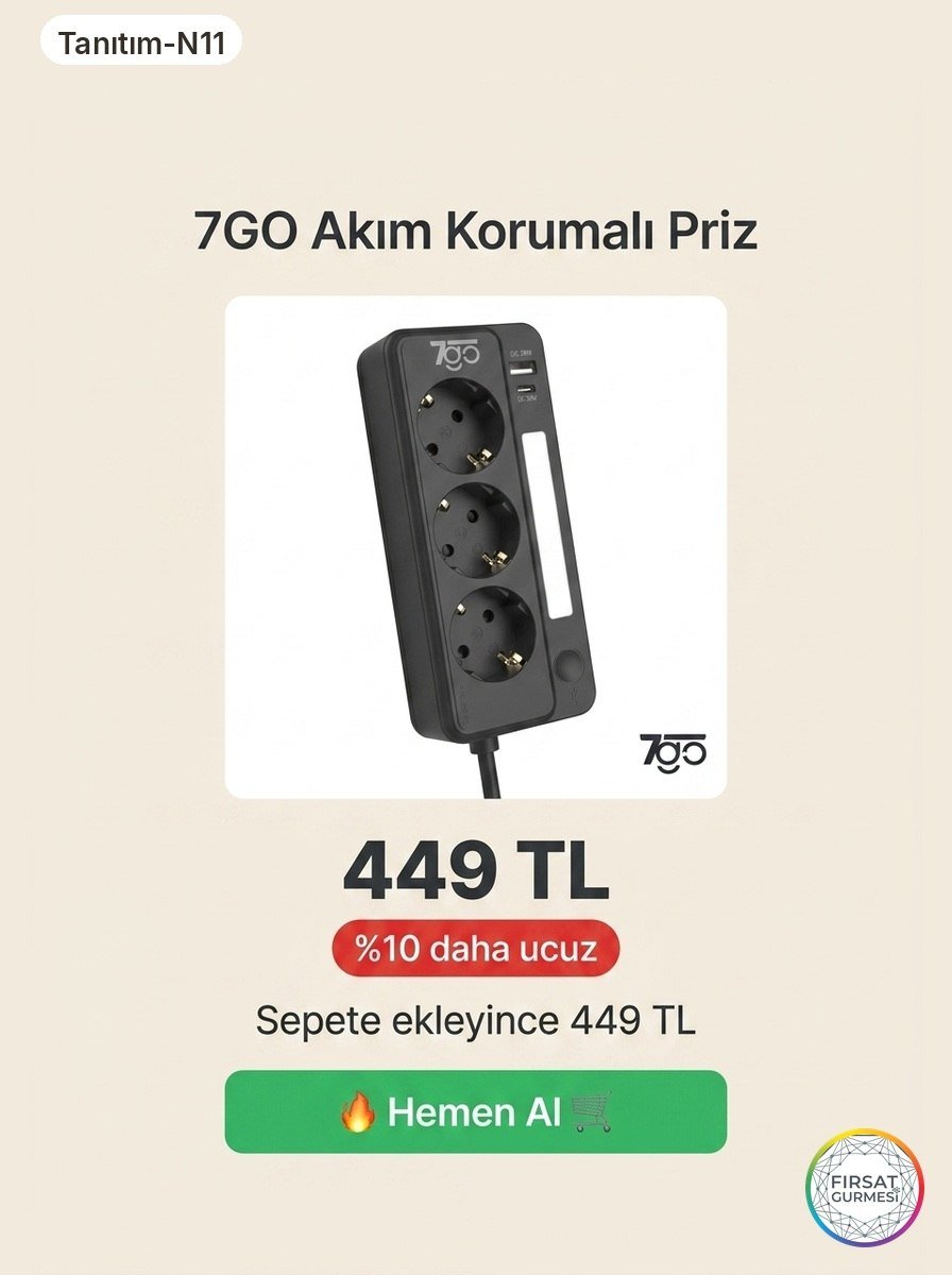 Akım korumalı ve hızlı şarj destekli 7GO prizde