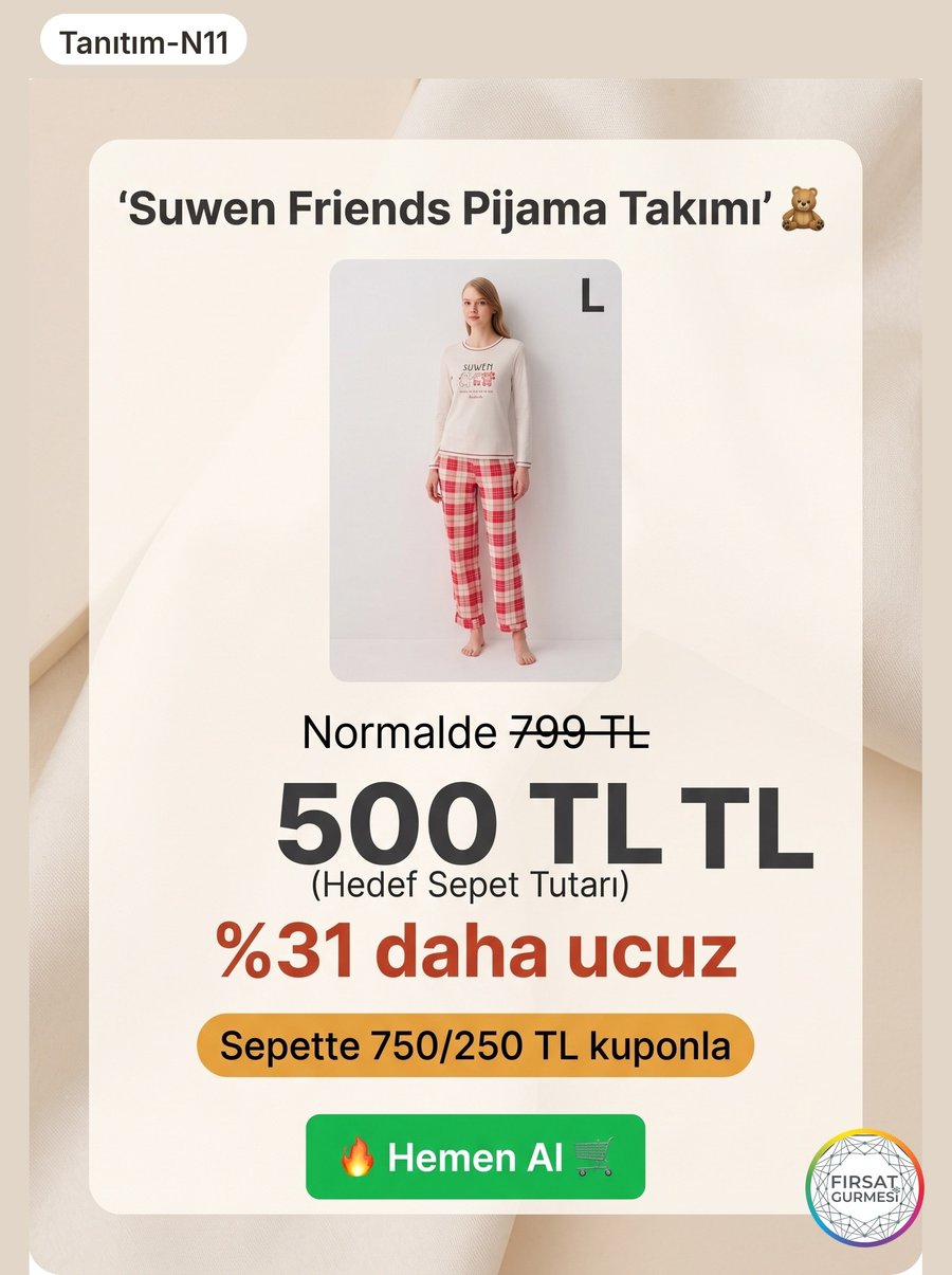 Suwen pijama takımlarında sepeti