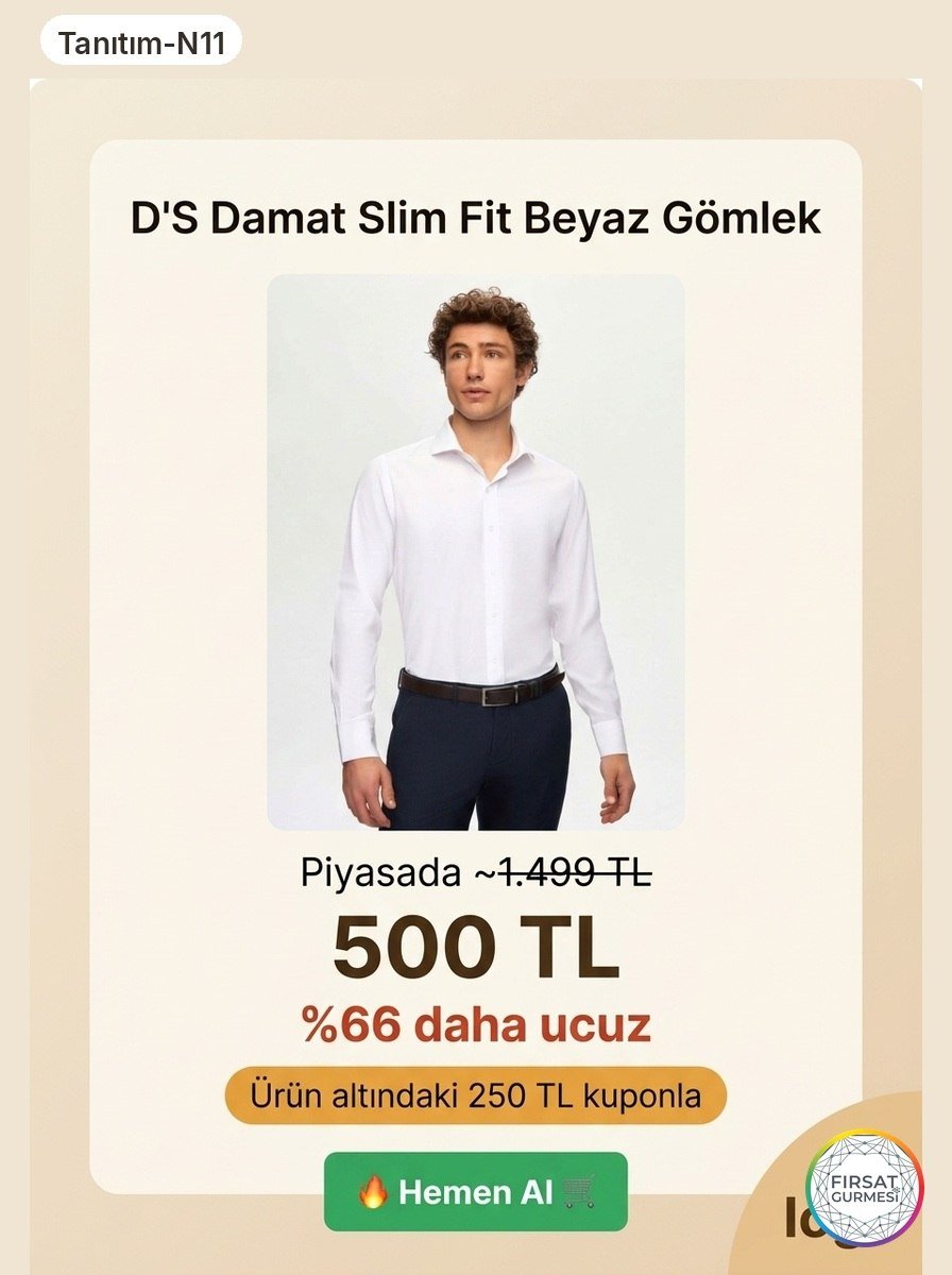 D'S Damat Klasik Beyaz Gömlek Fırsatı