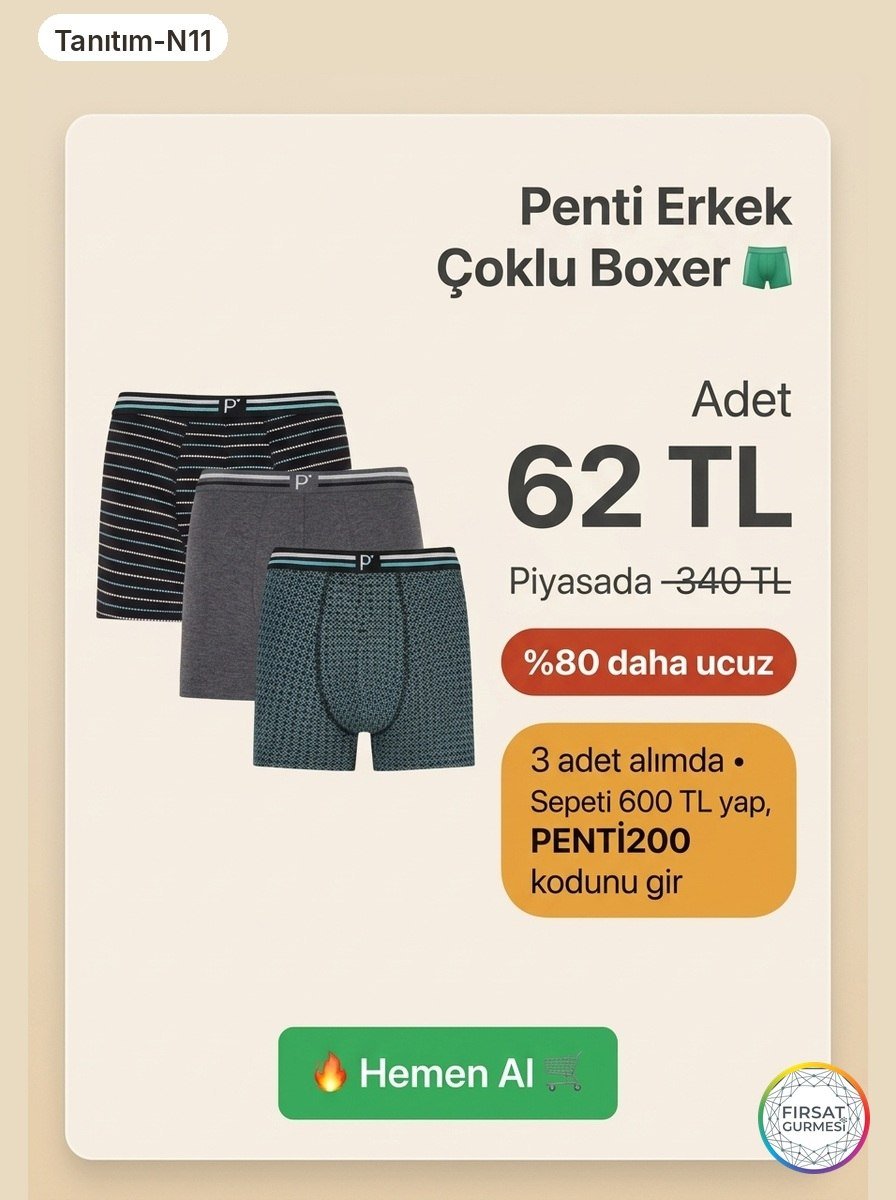 Penti Erkek Boxer Seti Fırsatı