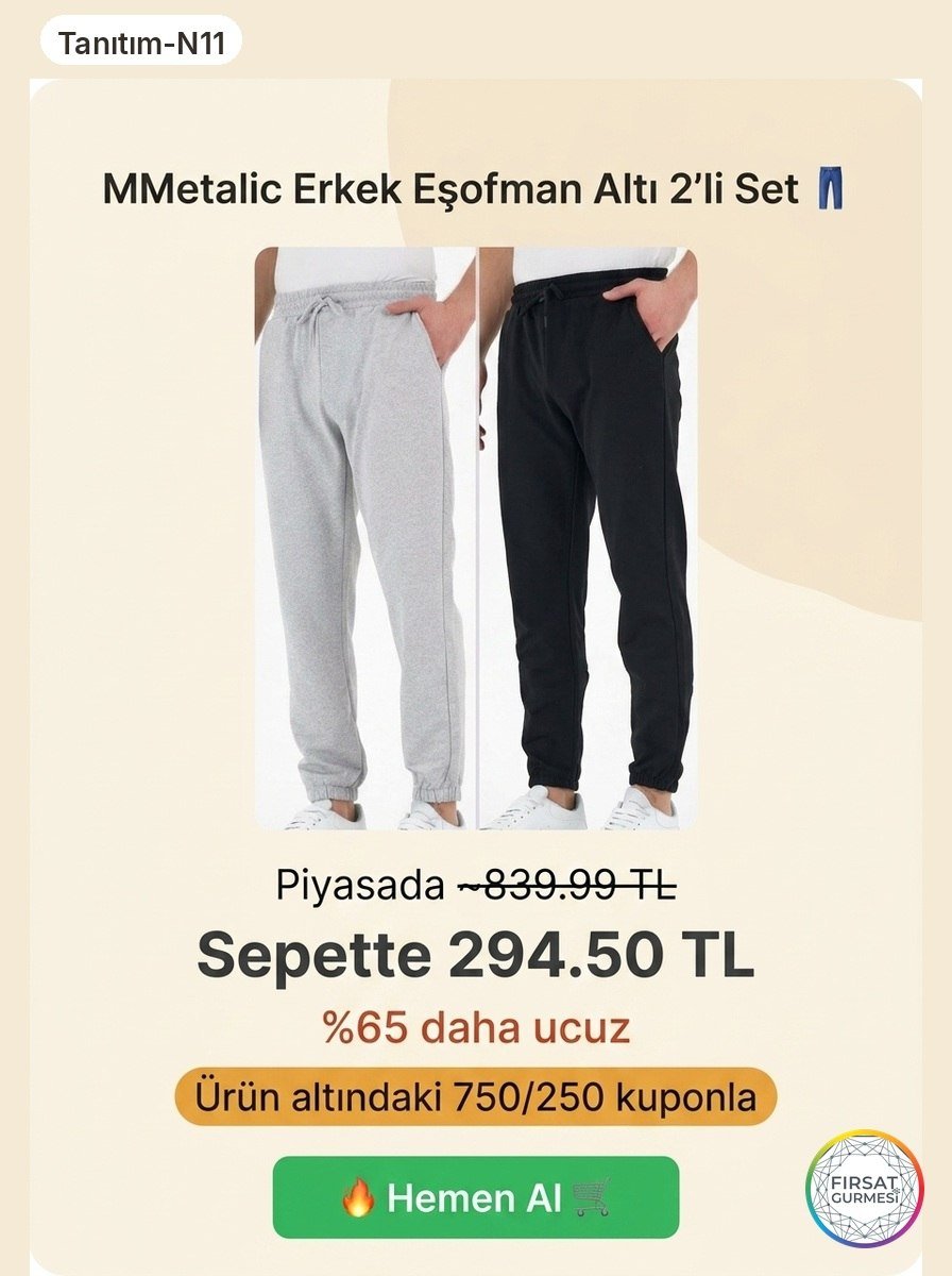 MMetalic Erkek Eşofman Altı 2'li Set