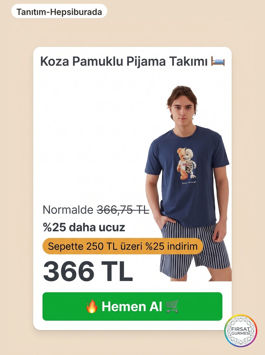Pamuklu pijama, sepette 366 TL %100 pamuk
