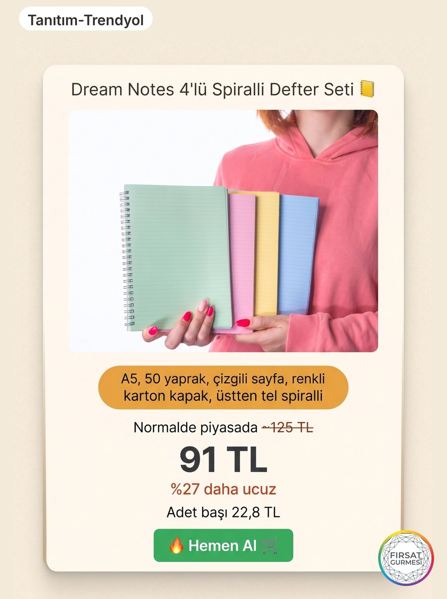 Okul defteri 4'lü set 91 TL'ye düştü!