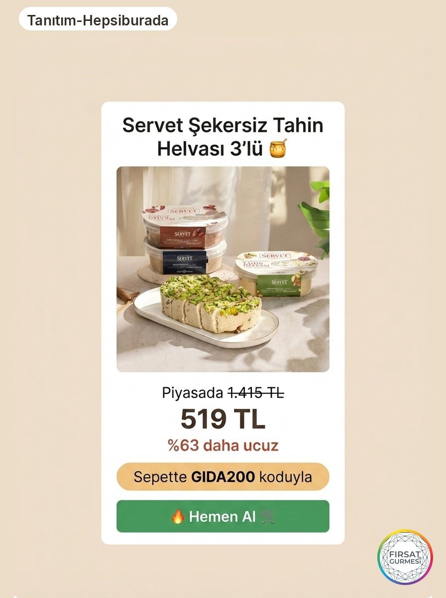 Şekersiz Tahin Helvasında Süper Fırsat!