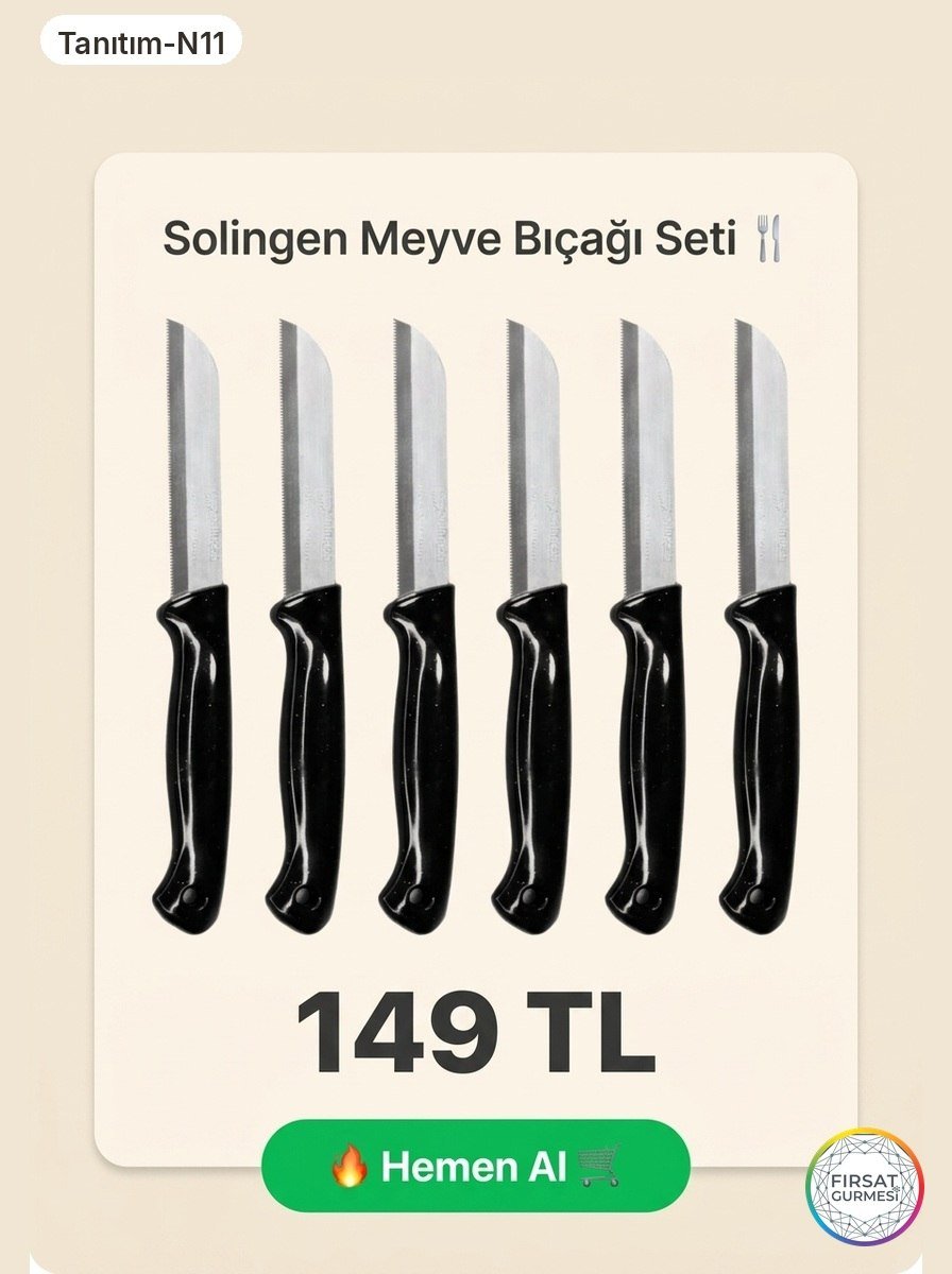 Solingen'in delikli tasarım siyah meyve bıçağı seti
