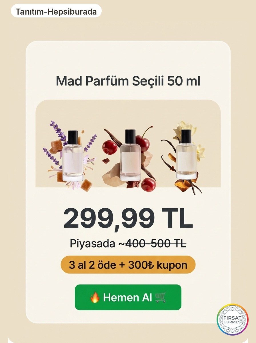 Mad parfümlere 3 al 2 öde + 300₺