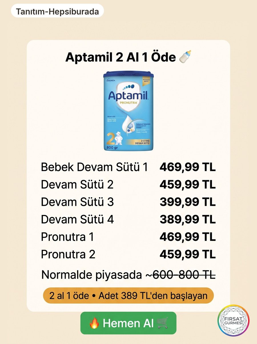 Aptamil'de 2 Al 1 Öde fırsatı!