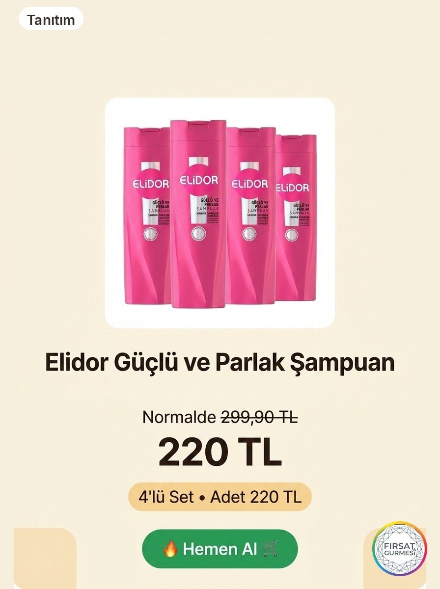 4'lü Elidor Şampuan Seti