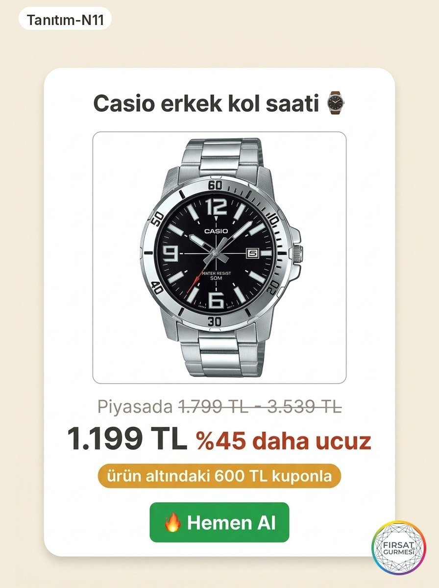 Casio Mtp-Vd01D-1Bvudf, temiz bir tasarımla ve güvenilir
