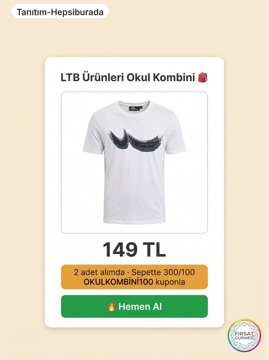 Hepsiburada'da LTB ürünlerinde OKULKOMBİNİ100 koduyla 2