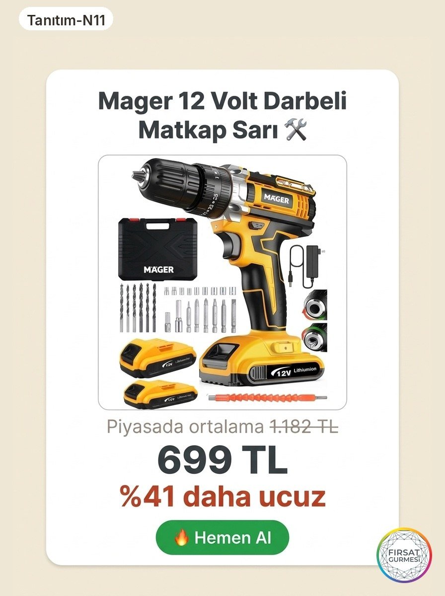 Sarı renkli Mager darbeli matkap, su terazi göstergesiyle