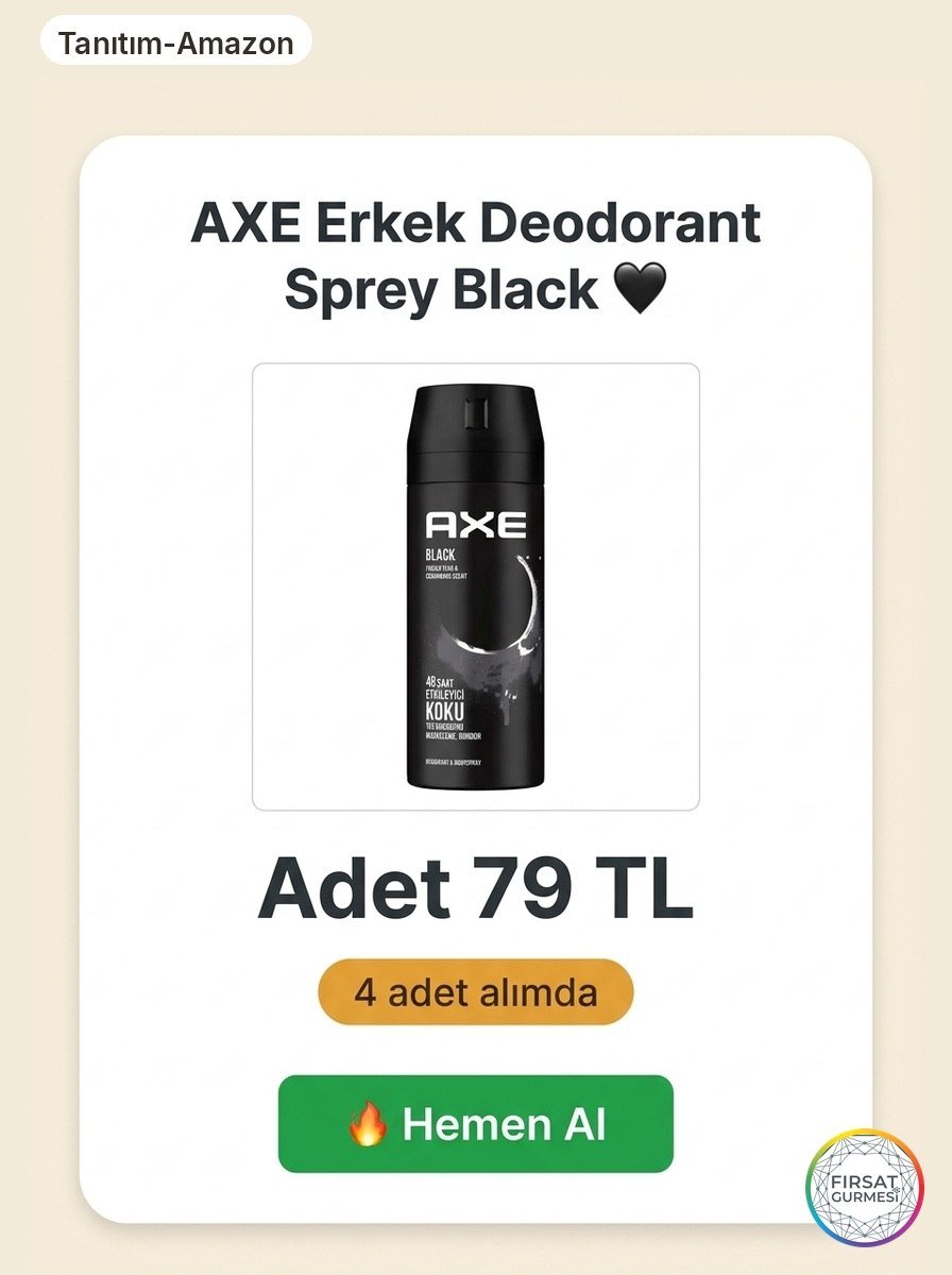 AXE Black deodorant spreyi, 4 adet alımda adet
